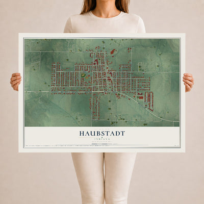 Map of Haubstadt, Indiana, 24 x 36 inch unframed archival matte print