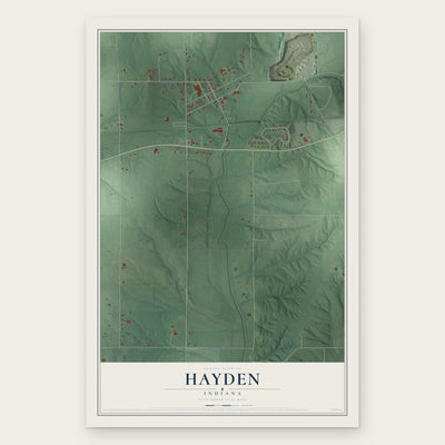 Hayden, Indiana map print, the full design