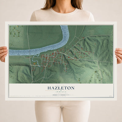 Map of Hazleton, Indiana, 18 x 24 inch unframed archival matte print