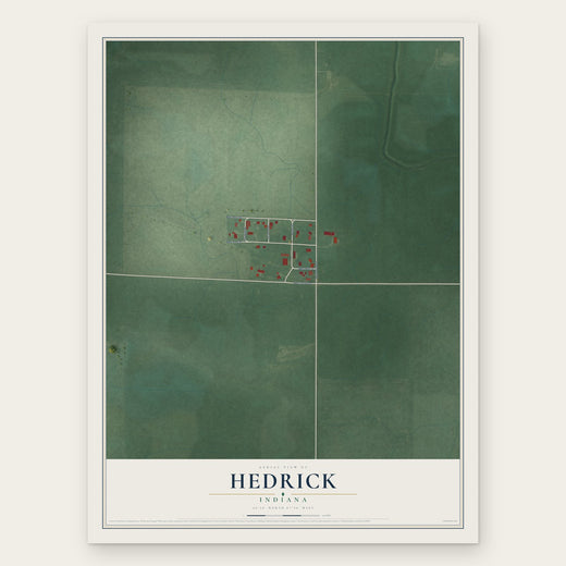 Hedrick, Indiana map print, the full design