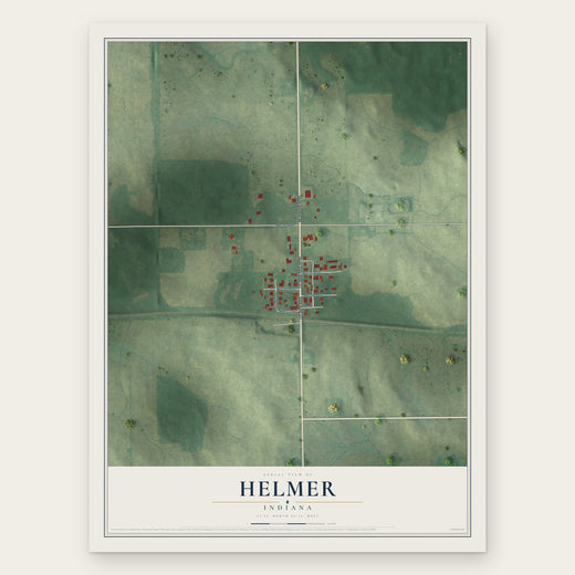 Helmer, Indiana map print, the full design