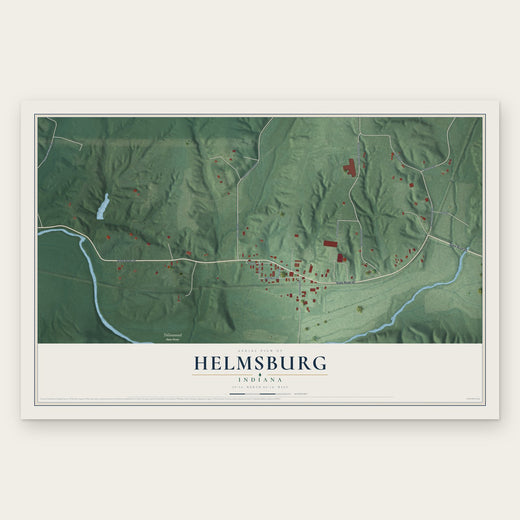 Helmsburg, Indiana map print, the full design