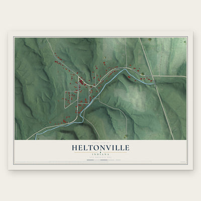 Heltonville, Indiana map print, the full design