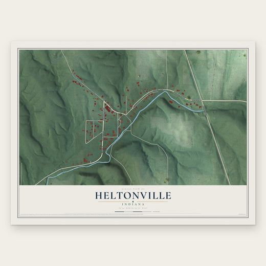 Heltonville, Indiana map print, the full design