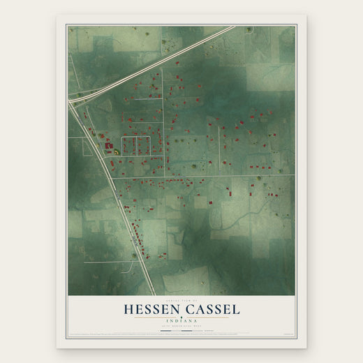 Hessen Cassel, Indiana map print, the full design