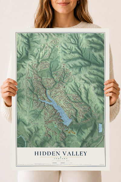 Map of Hidden Valley, Indiana, 18 x 24 inch unframed archival matte print