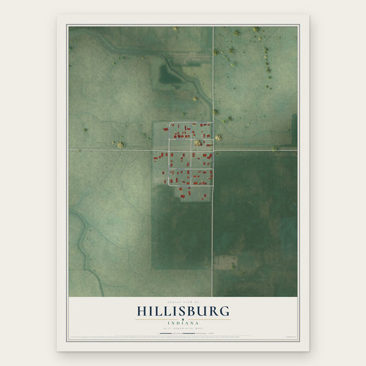 Hillisburg, Indiana map print, the full design