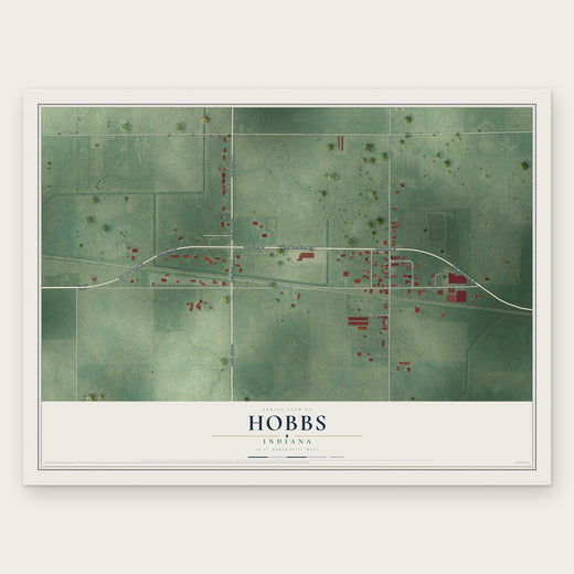 Hobbs, Indiana map print, the full design