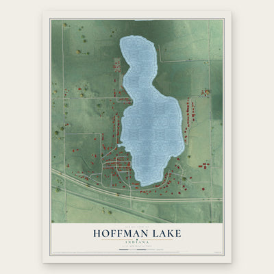 Hoffman Lake, Indiana map print, the full design