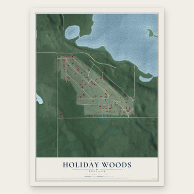 Holiday Woods, Indiana map print, the full design