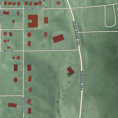 Second close-up of the map of Holland, Indiana print showing more streets and buildings