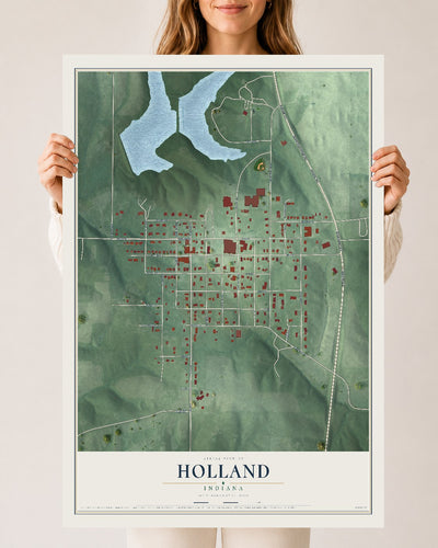 Map of Holland, Indiana, 24 x 36 inch unframed archival matte print