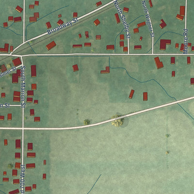 Close-up of the map of Holton, Indiana print showing street and building detail