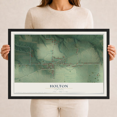Map of Holton, Indiana, 12 x 18 inch print in a black wood frame