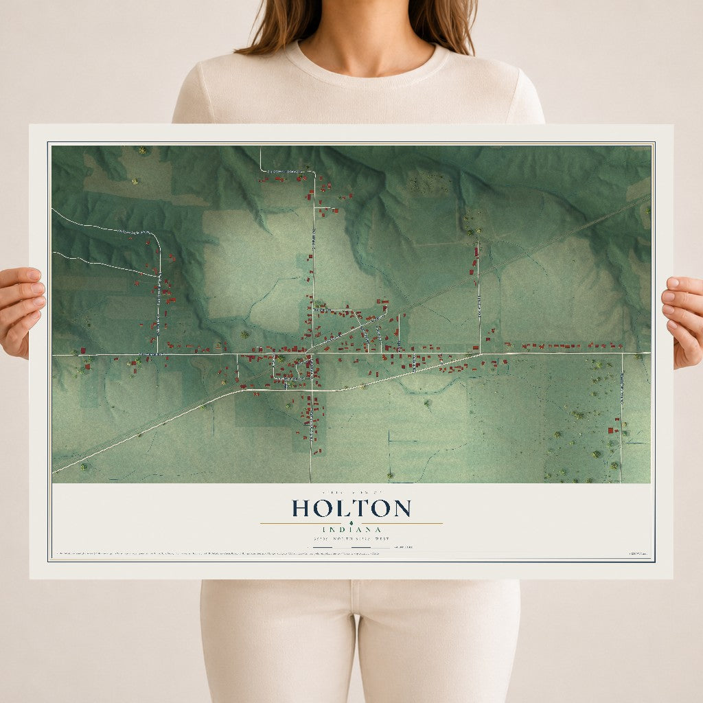Map of Holton, Indiana, 18 x 24 inch unframed archival matte print