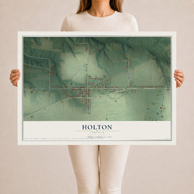 Map of Holton, Indiana, 24 x 36 inch unframed archival matte print