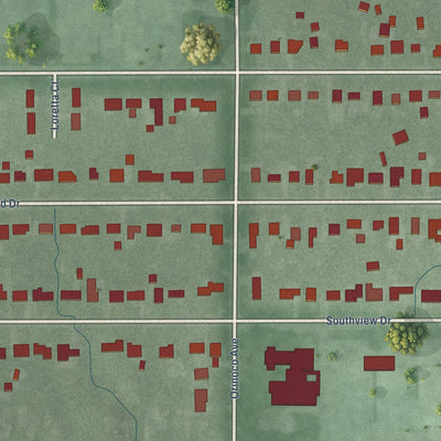 Second close-up of the map of Homecroft, Indiana print showing more streets and buildings