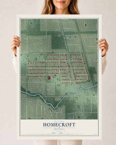 Map of Homecroft, Indiana, 24 x 36 inch unframed archival matte print