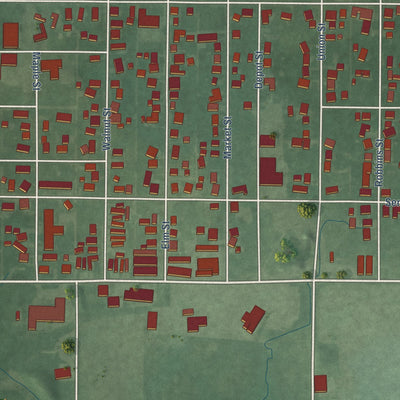 Close-up of the map of Hope, Indiana print showing street and building detail