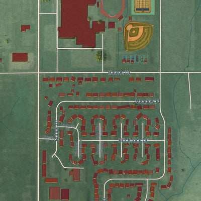 Second close-up of the map of Hope, Indiana print showing more streets and buildings