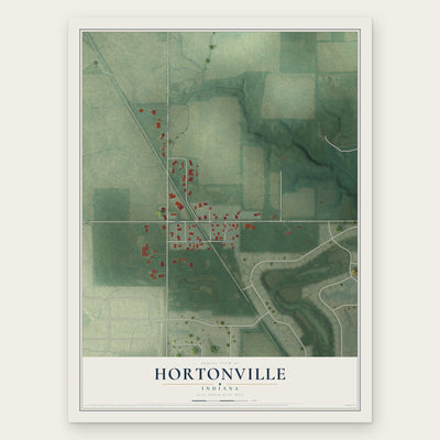 Hortonville, Indiana map print, the full design