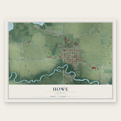 Howe, Indiana map print, the full design