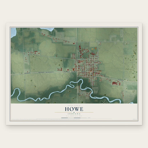 Howe, Indiana map print, the full design