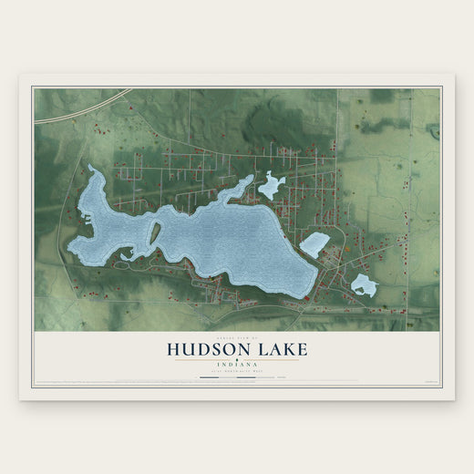 Hudson Lake, Indiana map print, the full design