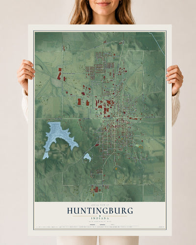 Map of Huntingburg, Indiana, 24 x 36 inch unframed archival matte print