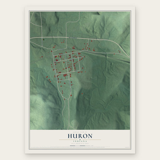 Huron, Indiana map print, the full design
