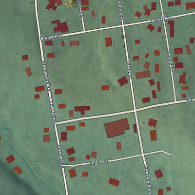 Close-up of the map of Huron, Indiana print showing street and building detail