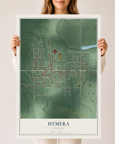 Map of Hymera, Indiana, 24 x 36 inch unframed archival matte print