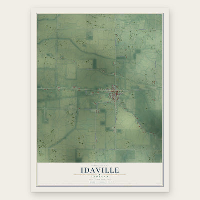 Idaville, Indiana map print, the full design