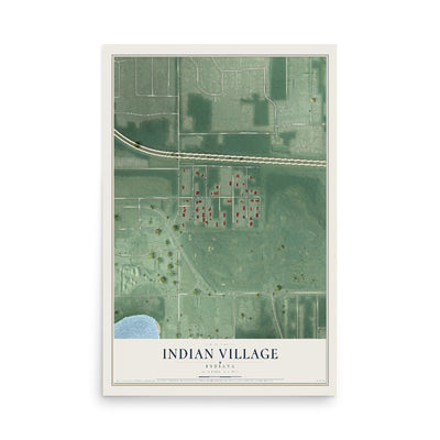 Map of Indian Village, Indiana, 12 x 18 inch unframed archival matte print