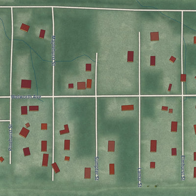 Close-up of the map of Indian Village, Indiana print showing street and building detail