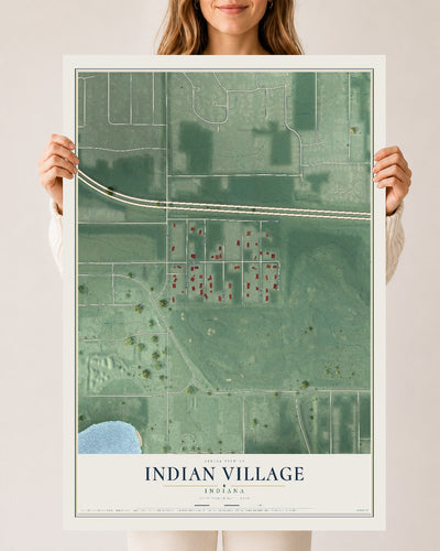 Map of Indian Village, Indiana, 24 x 36 inch unframed archival matte print