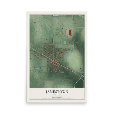 Map of Jamestown, Indiana, 12 x 18 inch unframed archival matte print