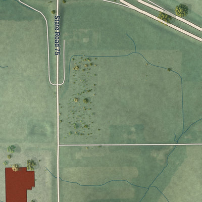 Second close-up of the map of Jamestown, Indiana print showing more streets and buildings