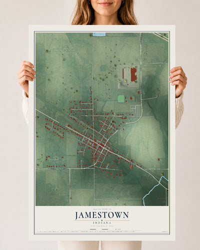 Map of Jamestown, Indiana, 24 x 36 inch unframed archival matte print