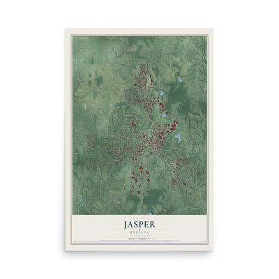 Map of Jasper, Indiana, 12 x 18 inch unframed archival matte print