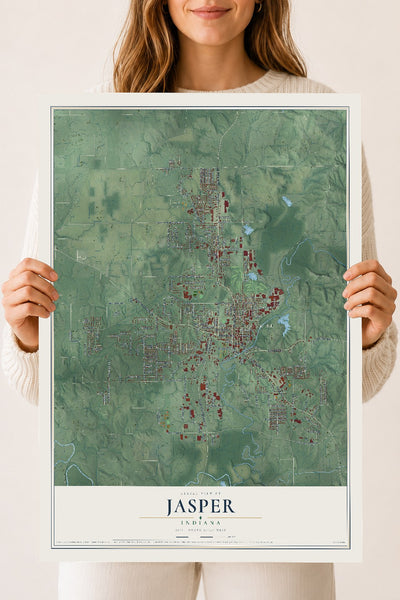 Map of Jasper, Indiana, 18 x 24 inch unframed archival matte print