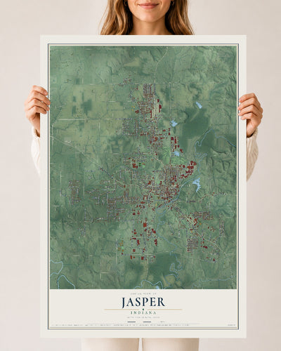 Map of Jasper, Indiana, 24 x 36 inch unframed archival matte print