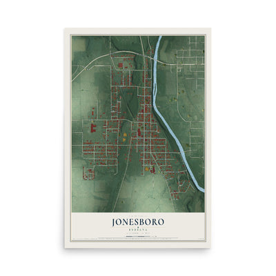 Map of Jonesboro, Indiana, 12 x 18 inch unframed archival matte print