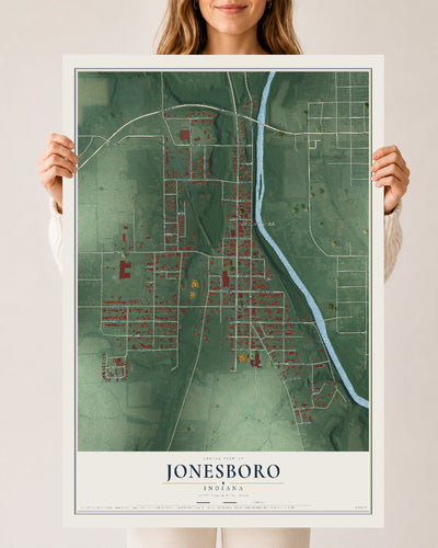 Map of Jonesboro, Indiana, 24 x 36 inch unframed archival matte print