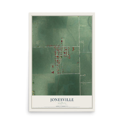 Map of Jonesville, Indiana, 12 x 18 inch unframed archival matte print