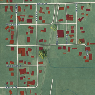 Close-up of the map of Jonesville, Indiana print showing street and building detail