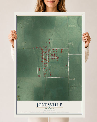 Map of Jonesville, Indiana, 24 x 36 inch unframed archival matte print