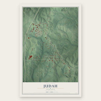 Judah, Indiana map print, the full design
