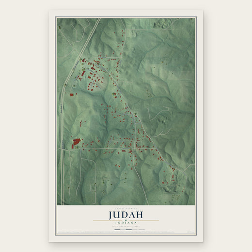 Judah, Indiana map print, the full design