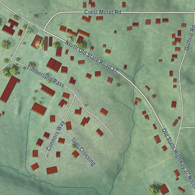 Close-up of the map of Judah, Indiana print showing street and building detail